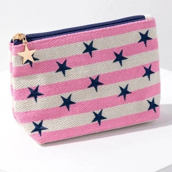 Shiraleah Handbags - Shiraleah Morgan Stars Small Zip Pouch NWT Coastal Grandmother Nautical Beach